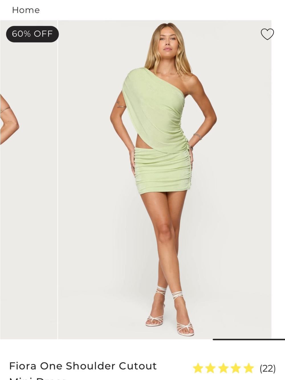 Edikted One-Shoulder Cutout Mini Dress in Sage Green